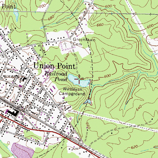 Topographic Map of Railroad Pond, GA