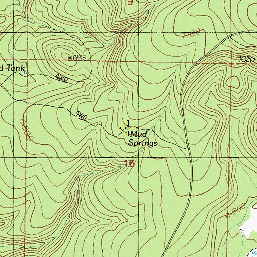 Topographic Map of Mud Springs, AZ
