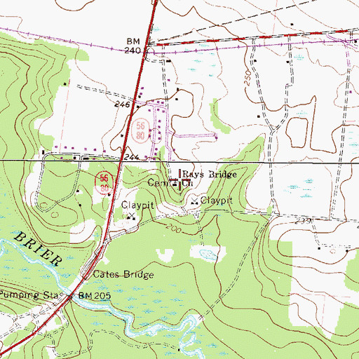 Topographic Map of Rays Bridge Church, GA