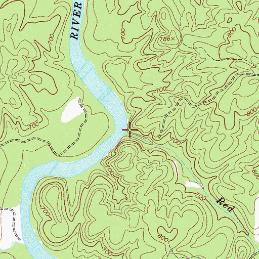 Topographic Map of Red Bone Creek, GA