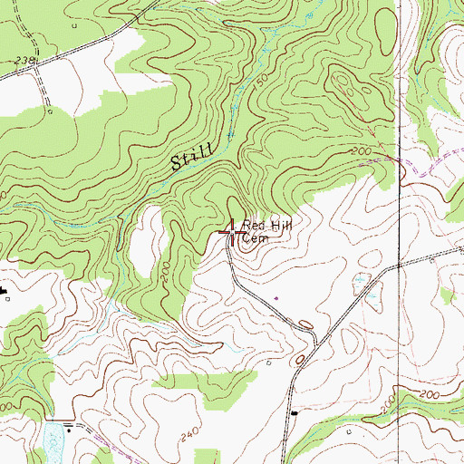 Topographic Map of Red Hill Cemetery, GA