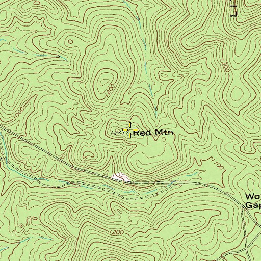 Topographic Map of Red Mountain, GA