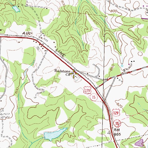 Topographic Map of Redstone Church, GA