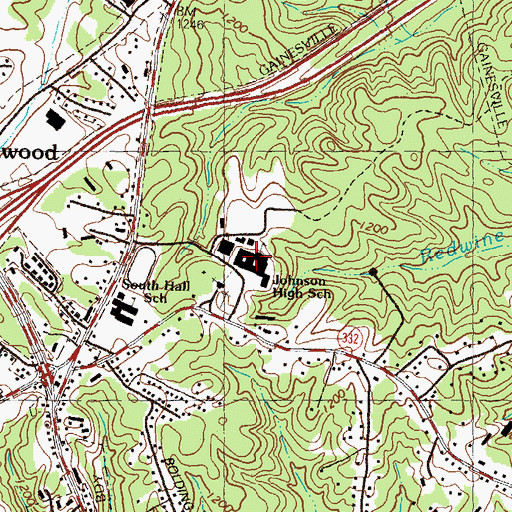 Topographic Map of Redwine Church, GA