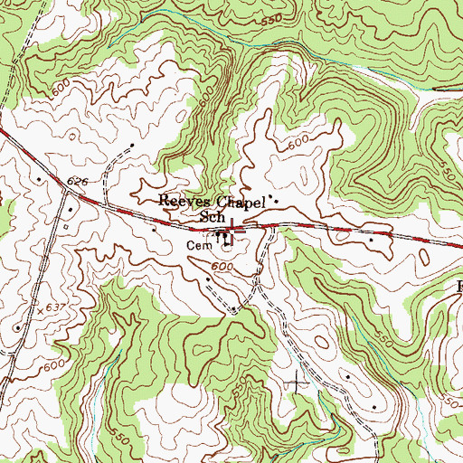 Topographic Map of Reeves Chapel School, GA