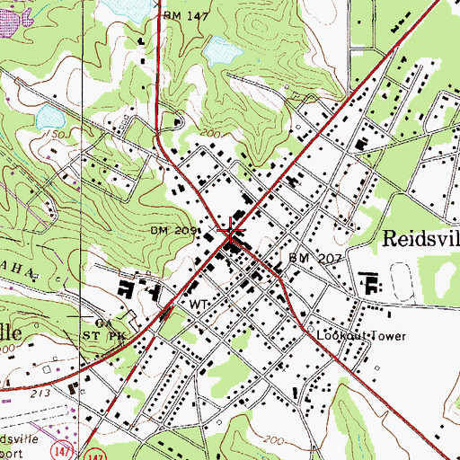 Topographic Map of Reidsville, GA