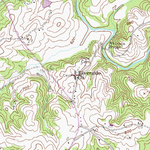 Topographic Map of Riverside Church, GA