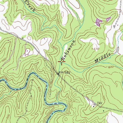 Topographic Map of Robinson Creek, GA