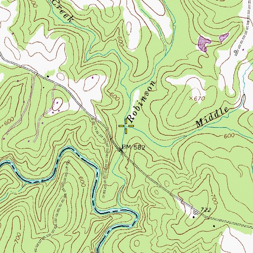 Topographic Map of Robinson Creek, GA