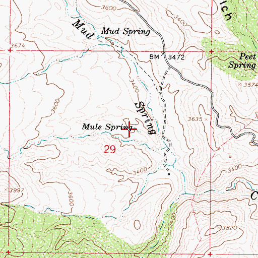 Topographic Map of Mule Spring, AZ