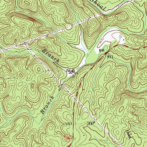 Topographic Map of Rocky Bottom Branch, GA
