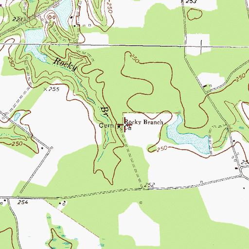Topographic Map of Rocky Branch Church, GA