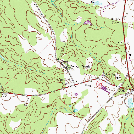 Topographic Map of Rocky Creek Church, GA