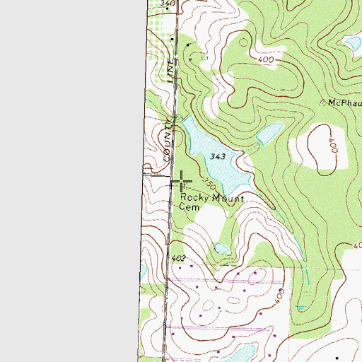 Topographic Map of Rocky Mount Cemetery, GA