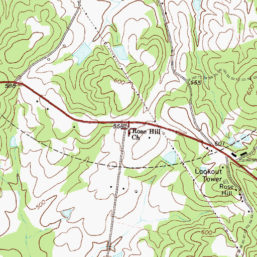 Topographic Map of Rose Hill Church, GA