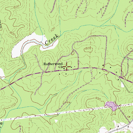 Topographic Map of Rotherwood Church, GA