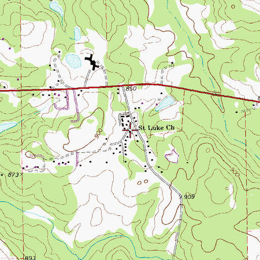 Topographic Map of Saint Luke Church, GA