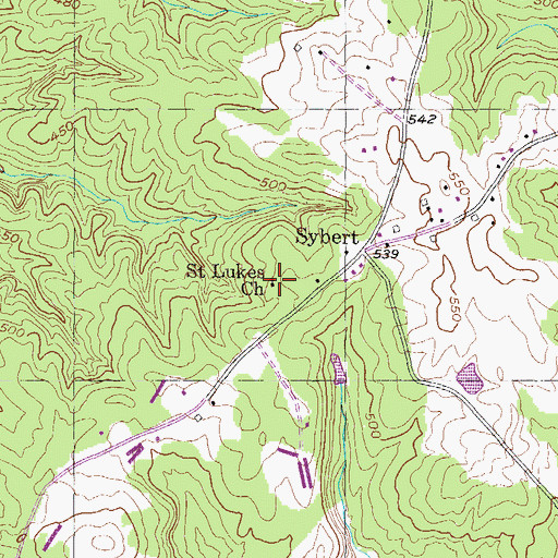 Topographic Map of Saint Lukes Church, GA
