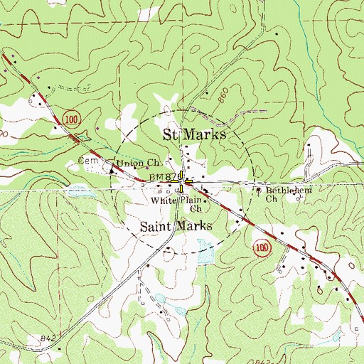 Topographic Map of Saint Marks, GA