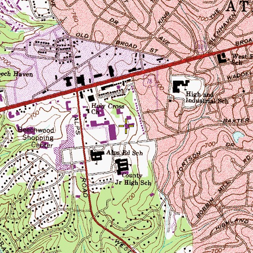 Topographic Map of Saint Mary's Hospital of Athens, GA