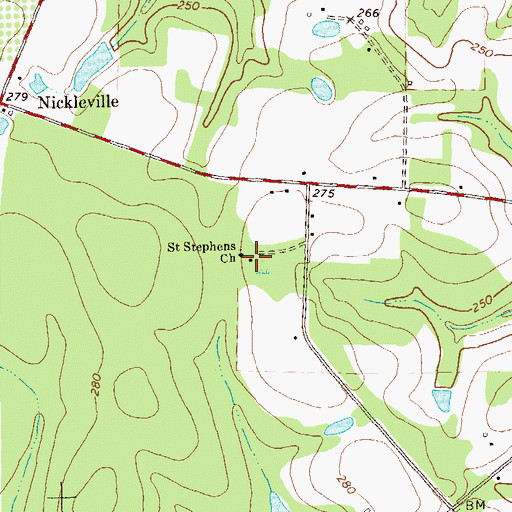 Topographic Map of Saint Stephens Church, GA