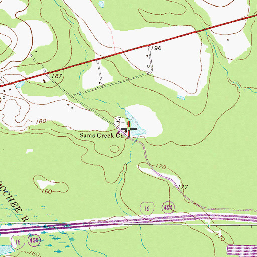 Topographic Map of Sams Creek Church, GA