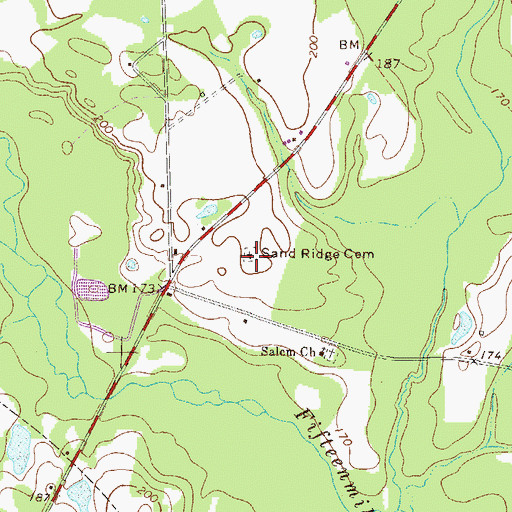 Topographic Map of Sand Ridge Cemetery, GA