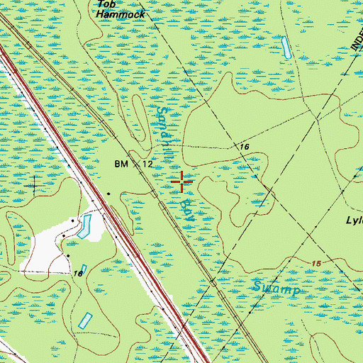 Topographic Map of Sandhill Bay, GA