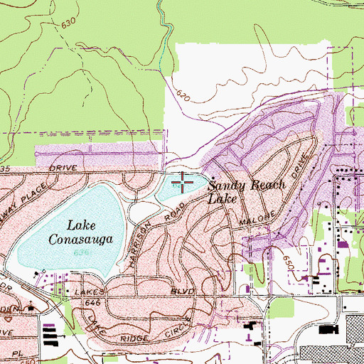 Topographic Map of Sandy Beach Lake, GA