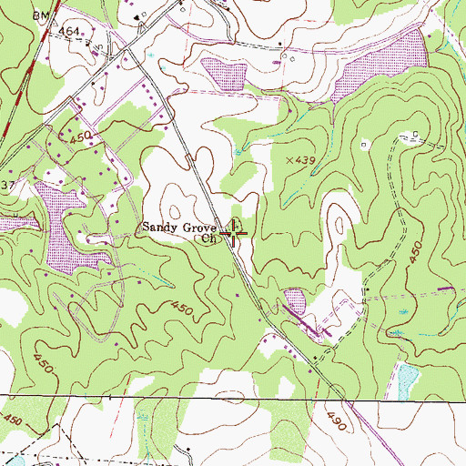 Topographic Map of Sandy Grove Church, GA