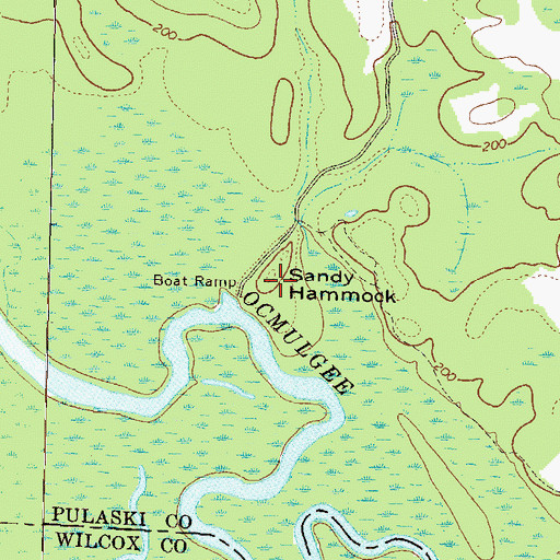 Topographic Map of Sandy Hammock, GA