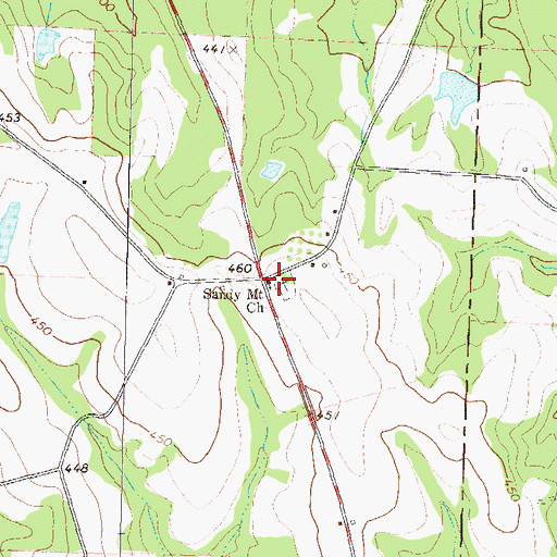Topographic Map of Sandy Mount Church, GA