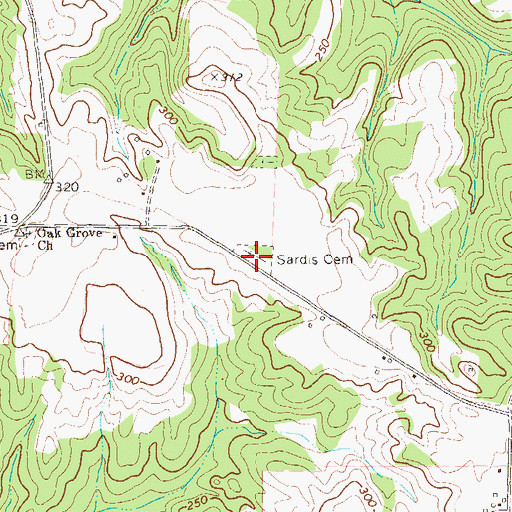 Topographic Map of Sardis Cemetery, GA