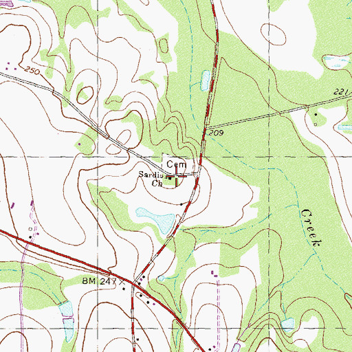 Topographic Map of Sardis Church, GA
