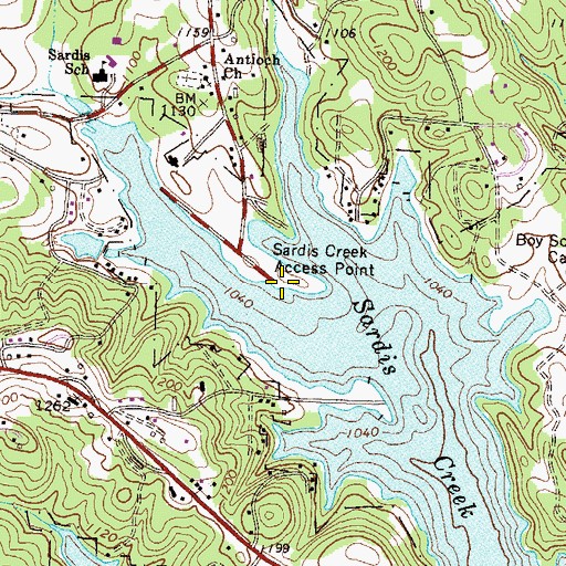 Topographic Map of Sardis Creek Access Point, GA