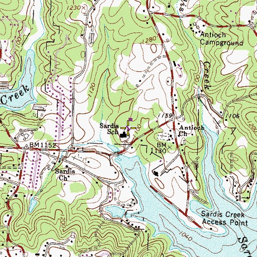 Topographic Map of Sardis Elementary School, GA