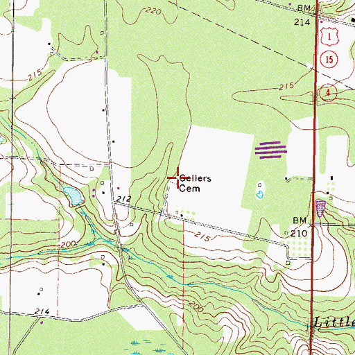 Topographic Map of Sellers Cemetery, GA