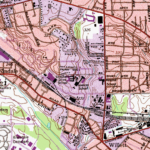 Topographic Map of Shepherd Drive School, GA