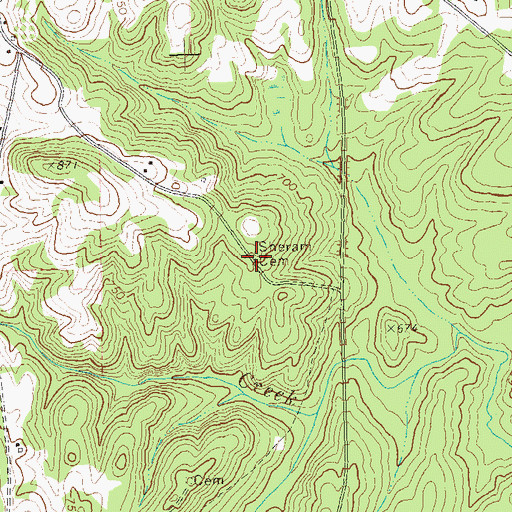 Topographic Map of Sheram Cemetery, GA