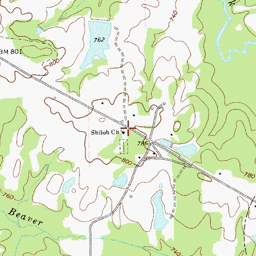 Topographic Map of Shiloh Church, GA