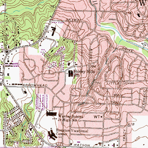 Topographic Map of Shirley Hills School, GA