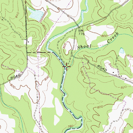 Topographic Map of Shoal Creek, GA