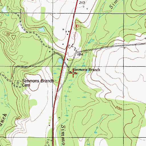 Topographic Map of Simmons Branch Church, GA