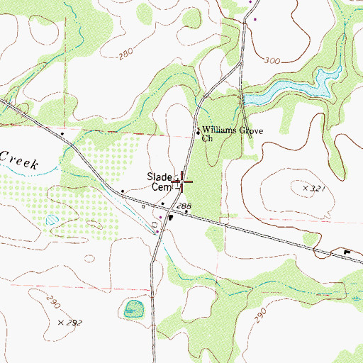 Topographic Map of Slade Cemetery, GA