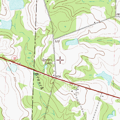 Topographic Map of Smith Cemetery, GA