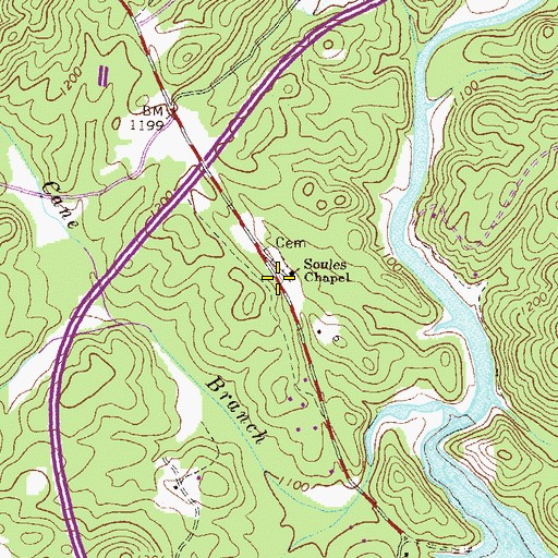 Topographic Map of Soules Chapel, GA
