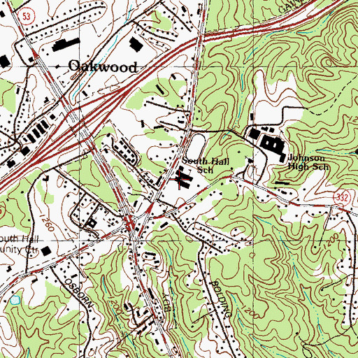Topographic Map of South Hall Middle School, GA