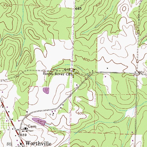 Topographic Map of South River Church, GA