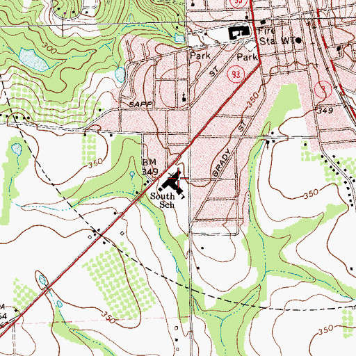 Topographic Map of South School, GA