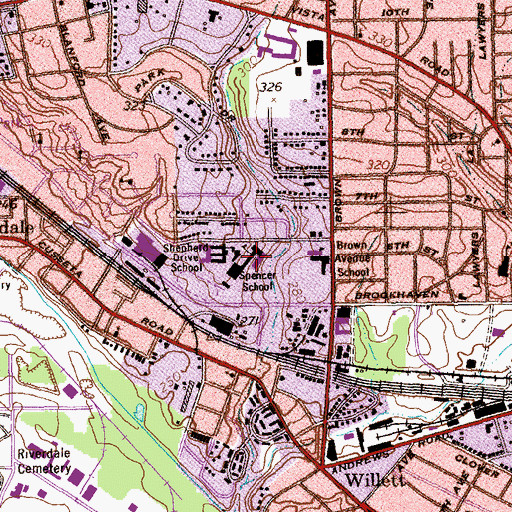 Topographic Map of Spencer School, GA